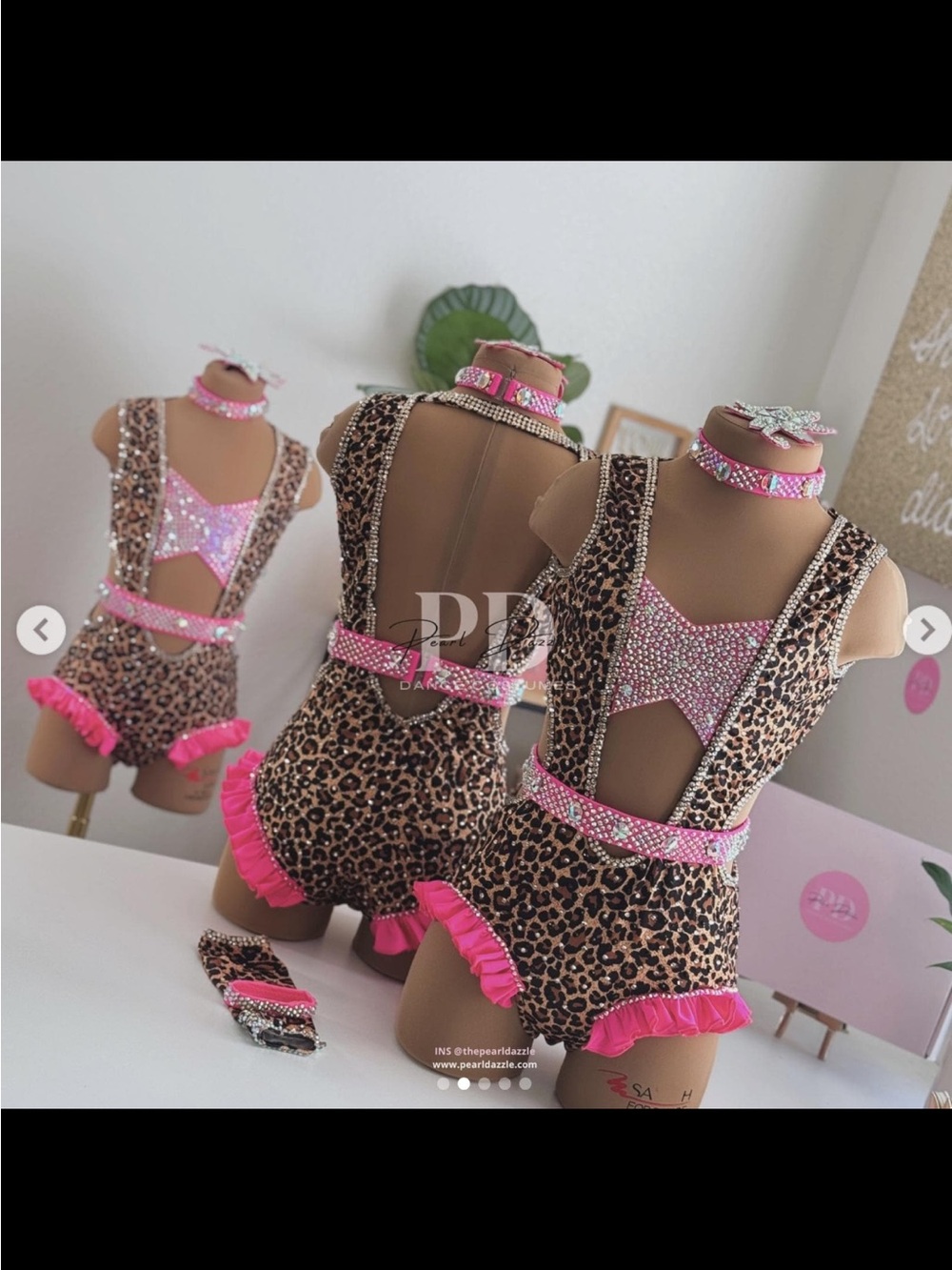 Girls' Pink Leopard Dance Leotard with Rhinestone Accents